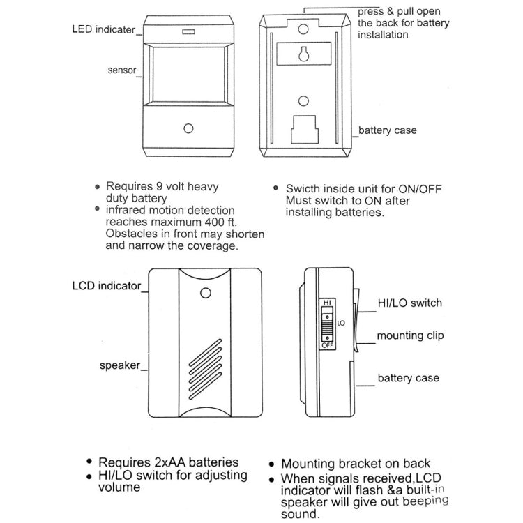 F622-108 Electro Guard Watch IR Remote Detection System / Wireless Doorbell, Electro Guard F622-108 Electro Guard Watch IR Remote Detection System / Wireless Doorbell, Electro Guard